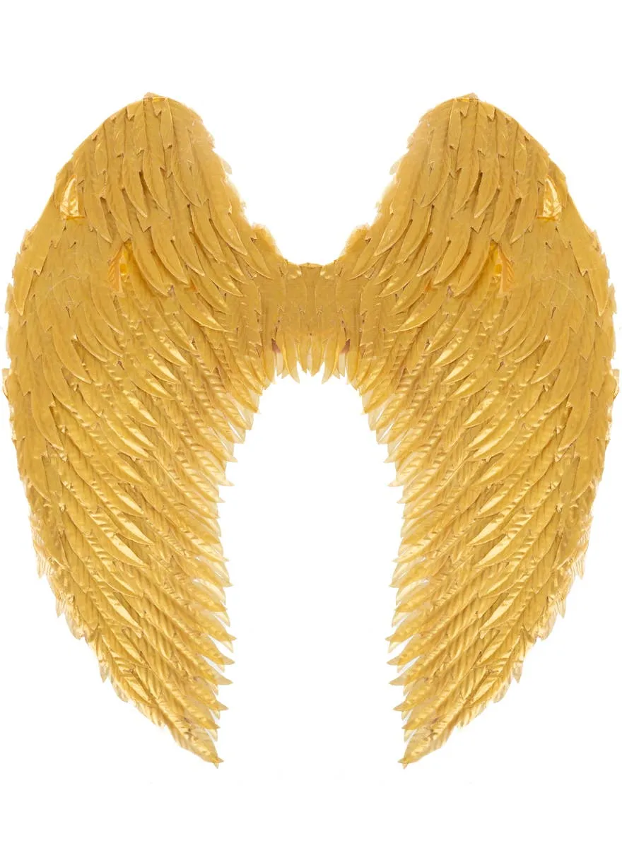 Metallic Gold Large Feather Like Angel Costume Wings