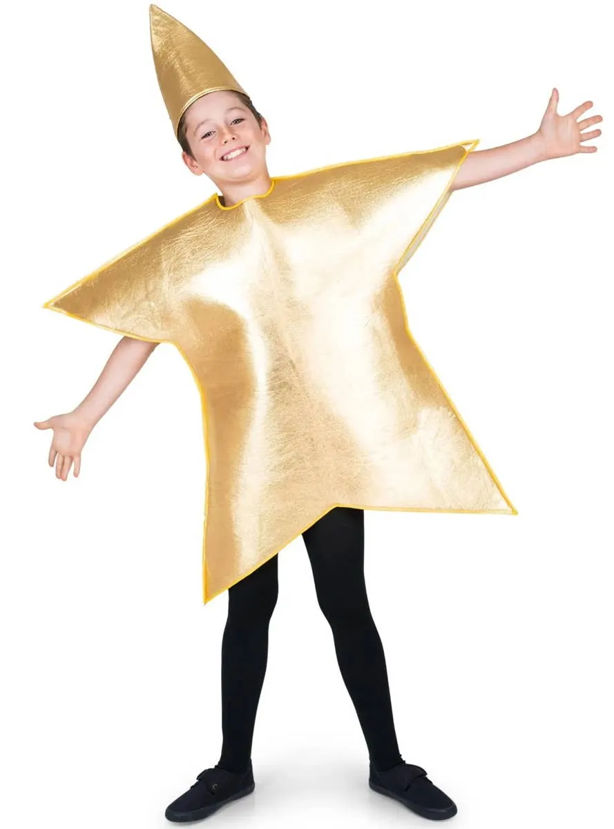 Metallic Gold Star Unisex Kids Costume
