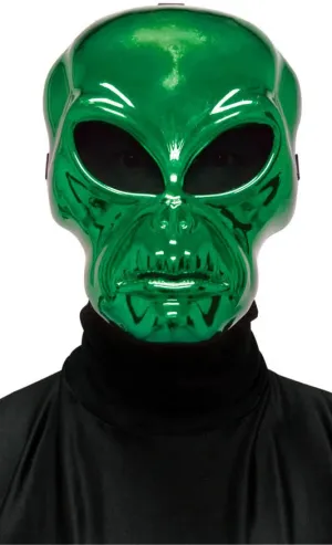 Metallic Green Alien Hockey Style Halloween Face Mask