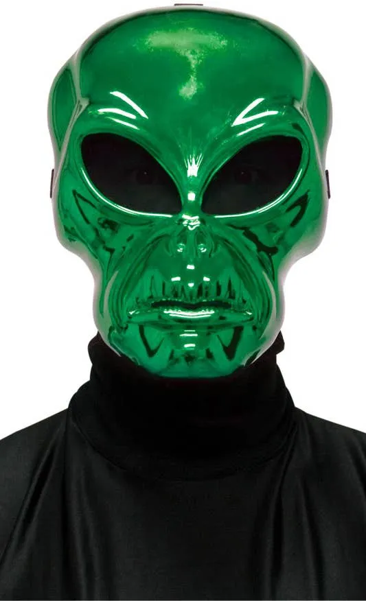 Metallic Green Alien Hockey Style Halloween Face Mask