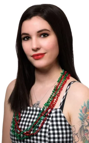 Metallic Green And Red Christmas Necklace Accessory Pack