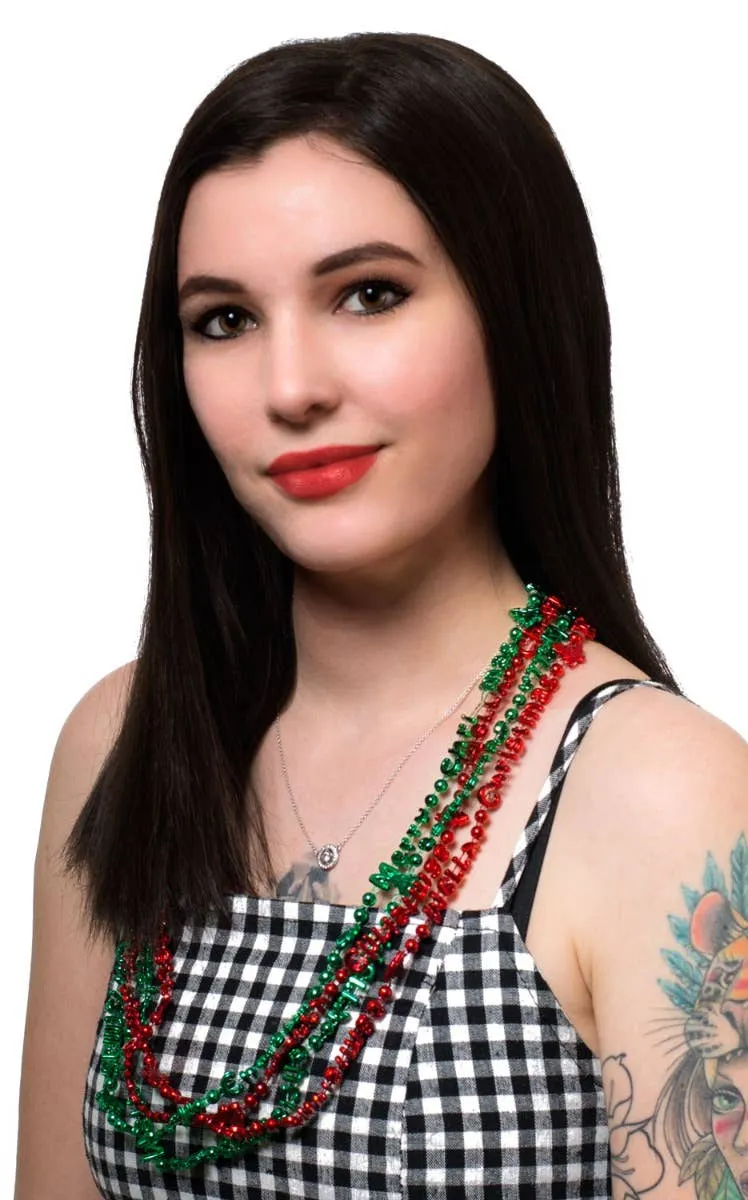 Metallic Green And Red Christmas Necklace Accessory Pack