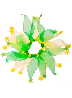 Metallic Green and Yellow Australia Day Hair Tie with Stars
