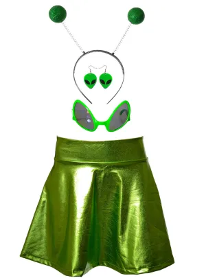 Metallic Green Space Alien Costume Accessory Set