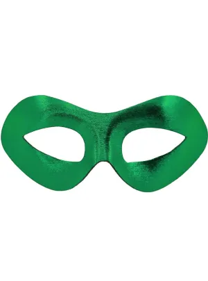 Metallic Green Superhero Style Costume Mask