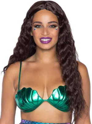 Metallic Green Womens Sexy Shell Bra Costume Top
