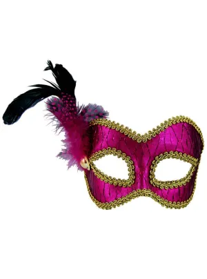 Metallic Hot Pink Masquerade Mask on Glasses Arms