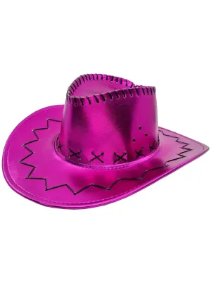 Metallic Magenta Western Cowgirl Costume Hat