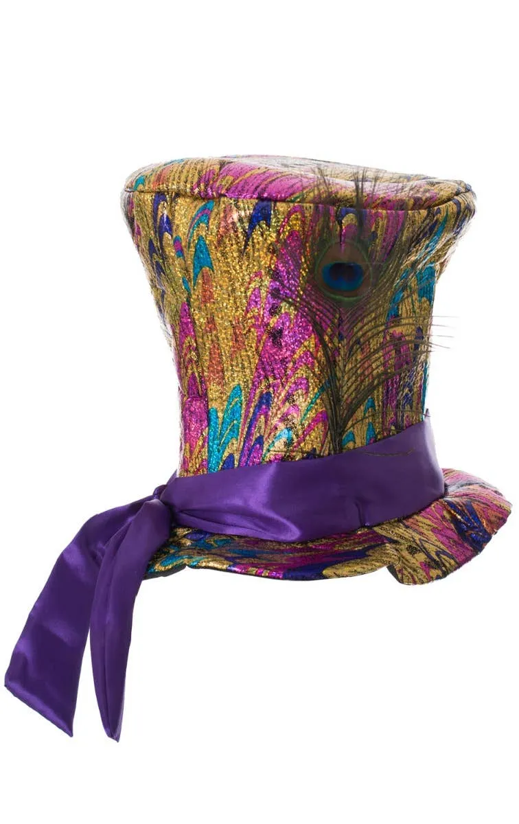 Metallic Multicoloured Mad Hatter Costume Hat
