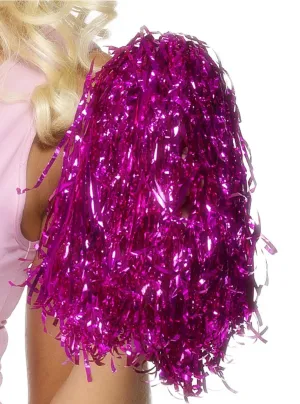Metallic Pink 2 Pack of Cheerleader Pom Poms