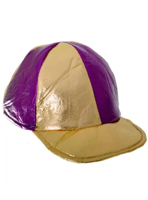 Metallic Purple and Gold Sports Jockey Costume Hat