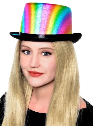 Metallic Rainbow Adults Costume Top Hat