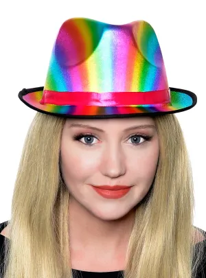 Metallic Rainbow Adults Fedora Costume Hat