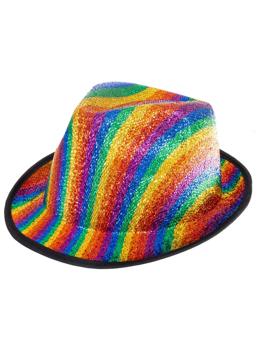 Metallic Rainbow Mardi Gras Fedora Costume Hat