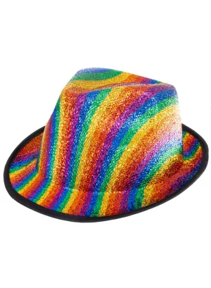 Metallic Rainbow Mardi Gras Fedora Costume Hat