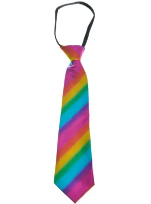 Metallic Rainbow Mardi Gras Zip Up Costume Neck Tie
