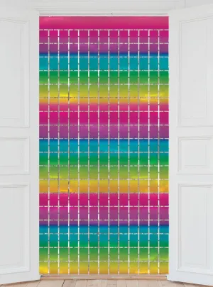Metallic Rainbow Square Foil 2m x 90cm Backdrop Decoration