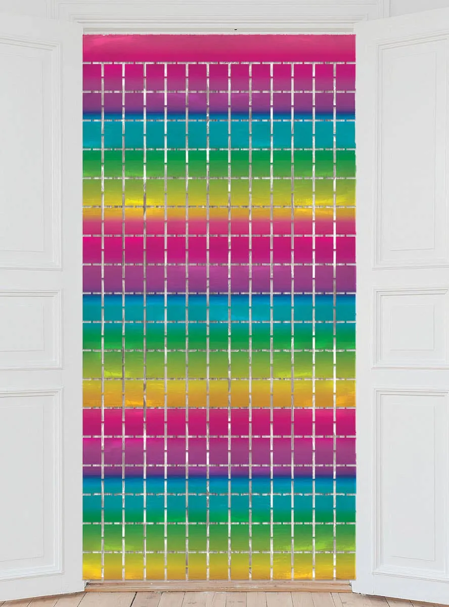 Metallic Rainbow Square Foil 2m x 90cm Backdrop Decoration