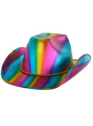 Metallic Rainbow Striped Cowboy Costume Hat