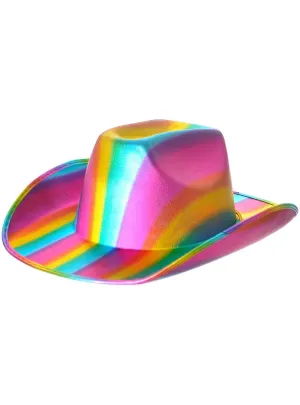 Metallic Rainbow Striped Mardi Gras Cowboy Hat