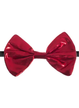 Metallic Red Bow Tie on Elastic Strap