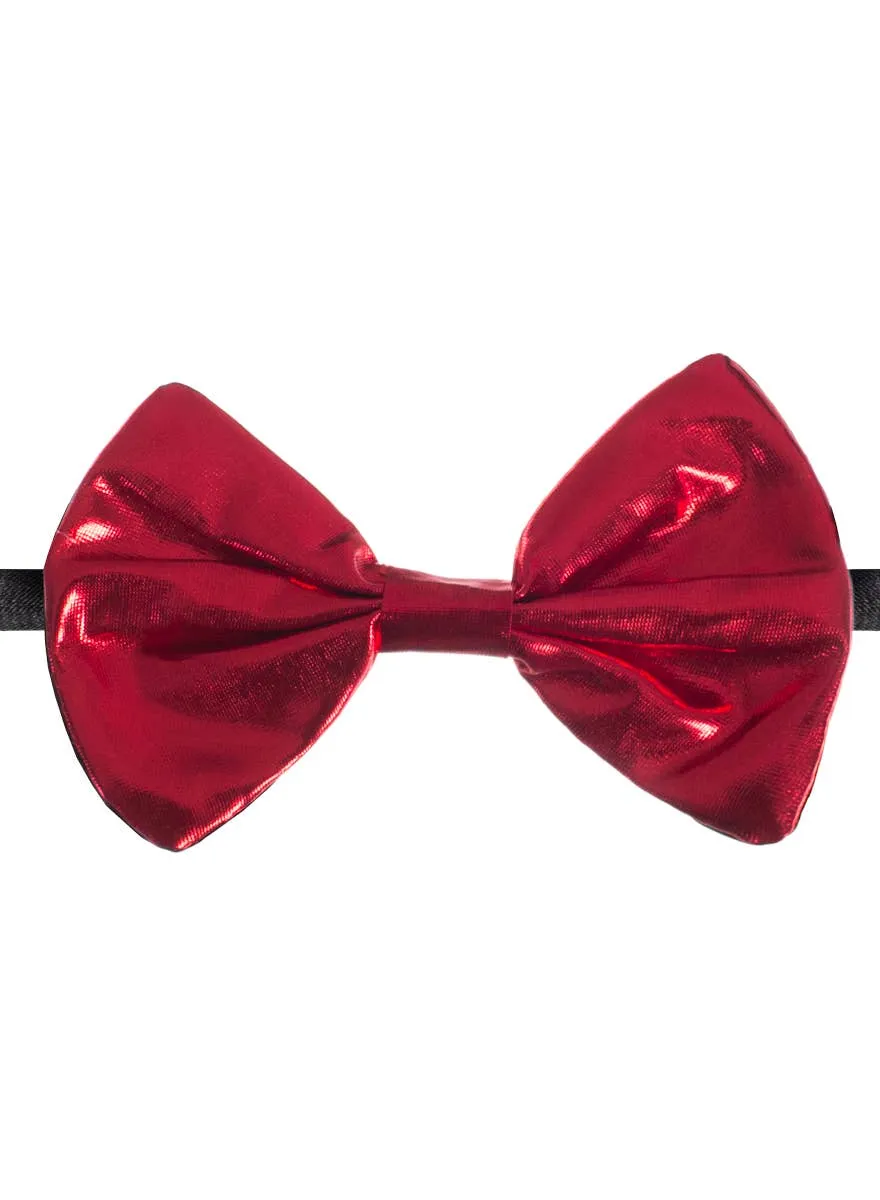 Metallic Red Bow Tie on Elastic Strap