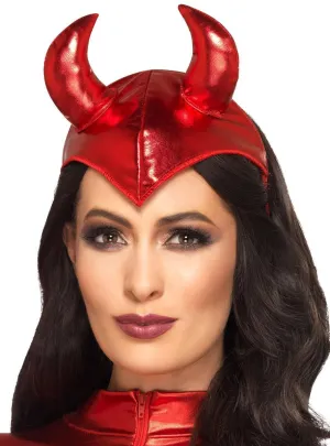 Metallic Red Devil Horns Halloween Headpiece
