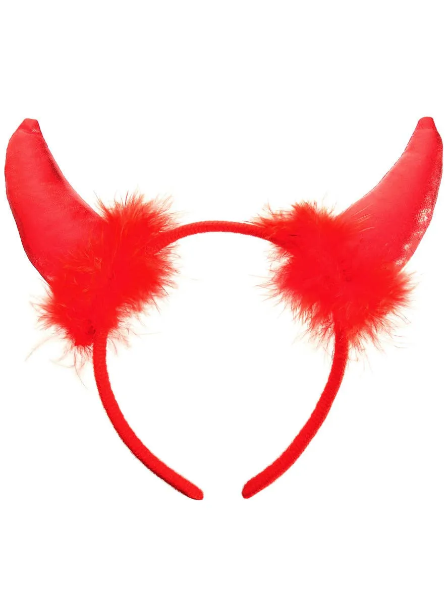 Metallic Red Fluffy Devil Horns Headband