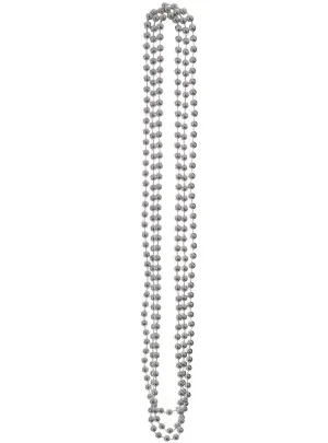 Metallic Silver 3 Strand Beaded Costume Necklace