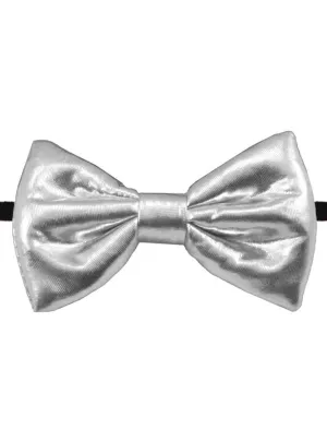 Metallic Silver Bow Tie Costume Accessory