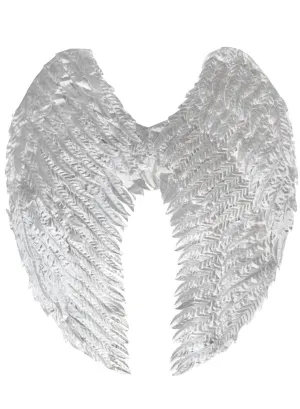 Metallic Silver Large Feather Like Angel Costume Wings