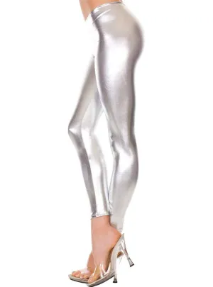 Metallic Silver Space Girl Leggings