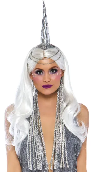 Metallic Silver Unicorn Horn Headband Costume Accessory