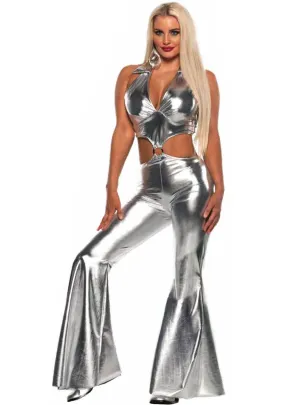 Metallic Silver Womens 70s Disco Dazzler Costume