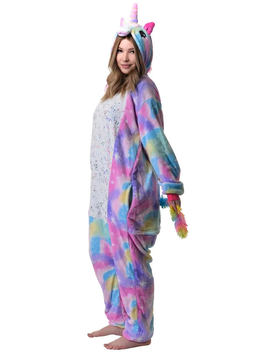 Metallic Star Print Unicorn Onesie Adults Costume