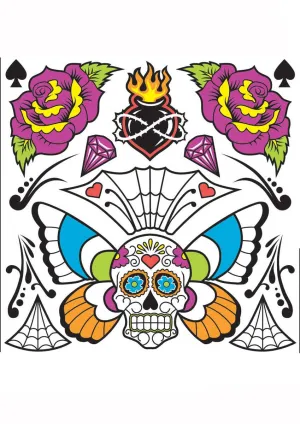 Mexican Day of the Dead Temporary Body Tattoos