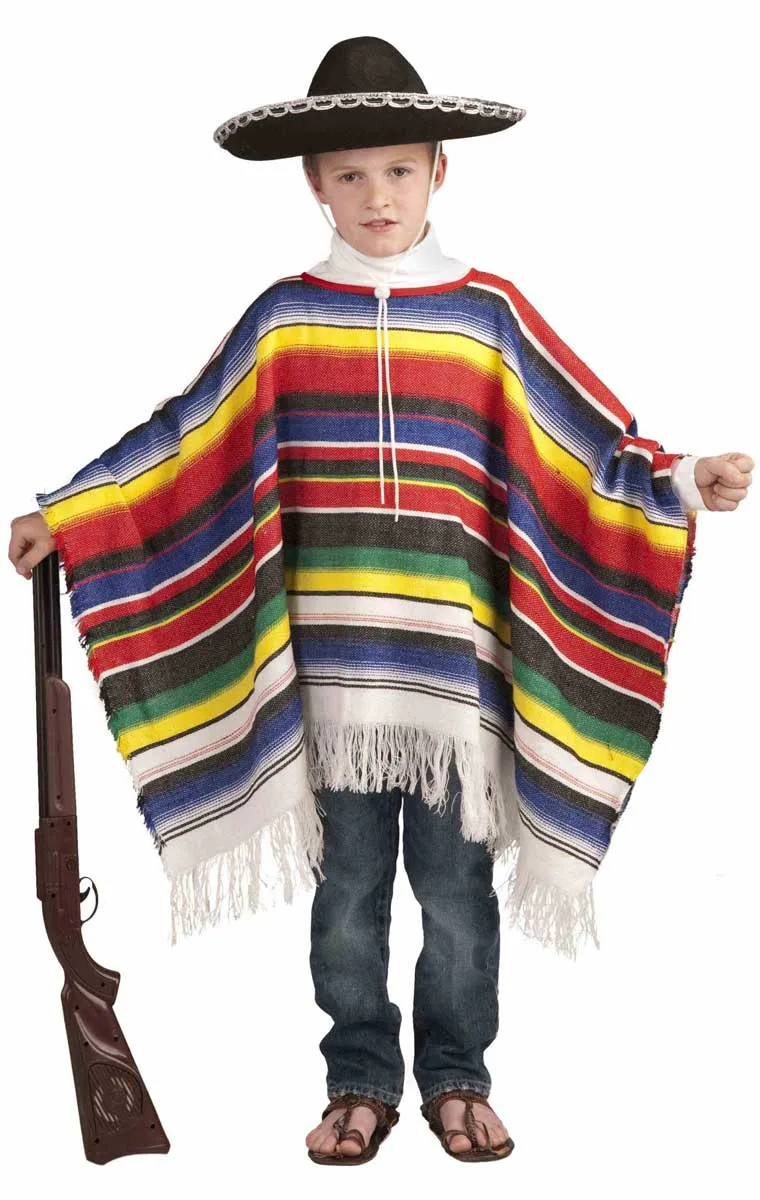 Mexican Poncho Boys Fancy Dress Costume