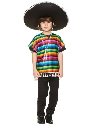 Mexican Rainbow Poncho Boys Fancy Dress Costume