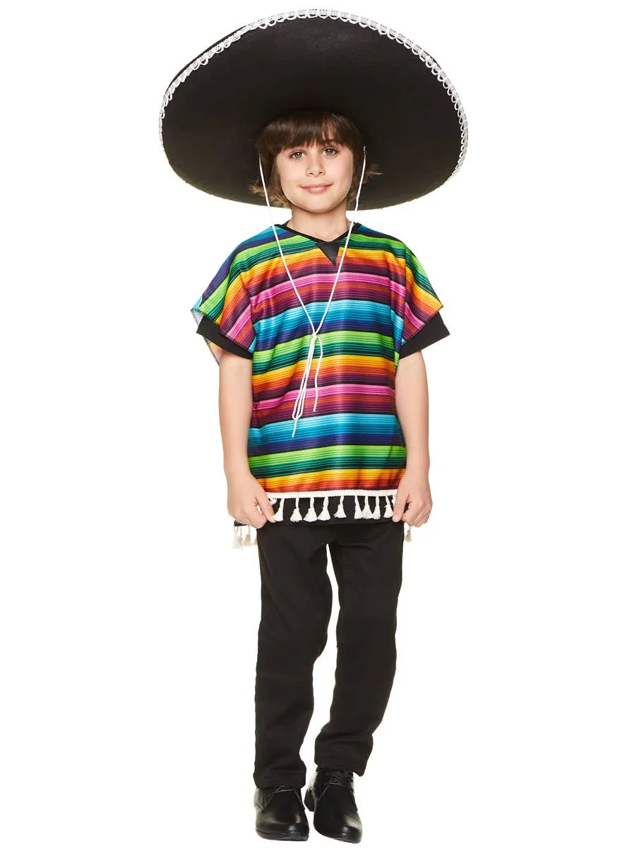 Mexican Rainbow Poncho Boys Fancy Dress Costume