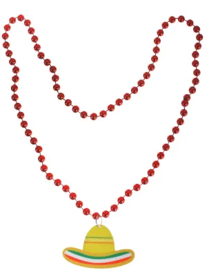 Mexican Sombrero Hat Pendant Costume Necklace