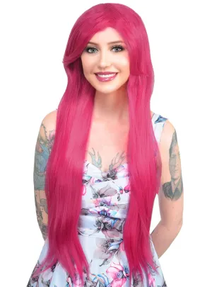 Mia Raspberry Pink Womens Long Straight Costume Wig