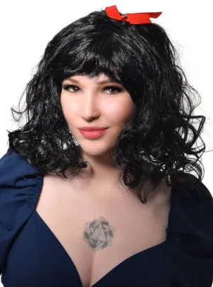 Mid Length Black Fairytale Princess Womens Costume Wig