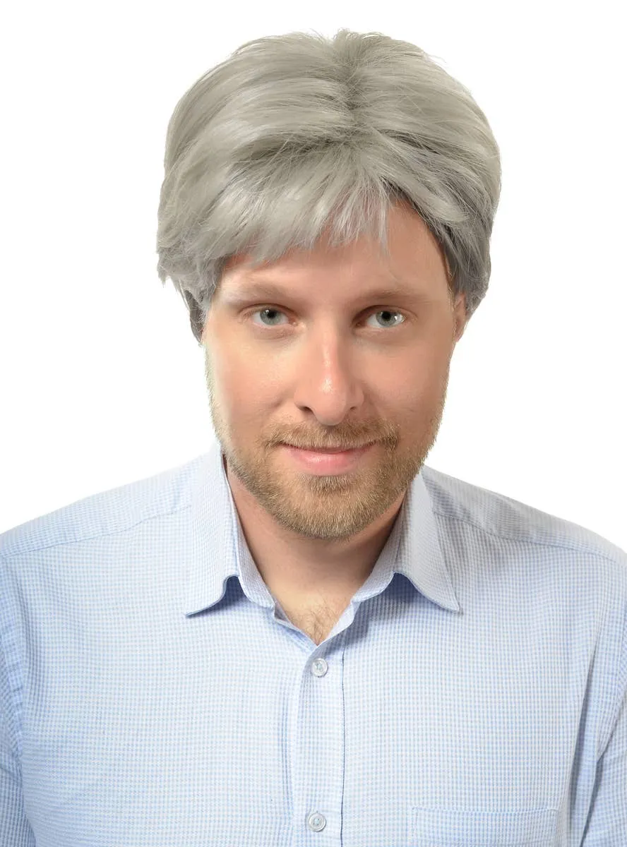 Middle Age Business Mens Silver Fox Costume Wig
