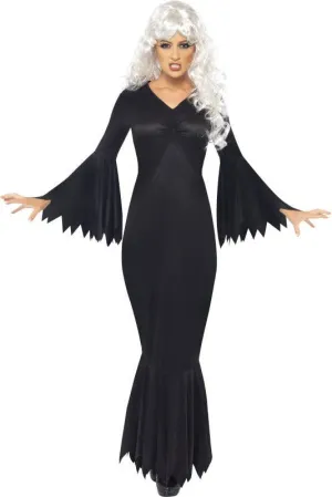 Midnight Vamp Womens Long Black Halloween Costume