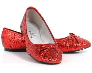 Mila Red Glitter Womens Dorothy Inspired Flat Shoes