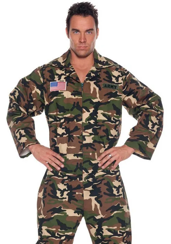 Military Mens Army Camouflage Jumpsuit Costume