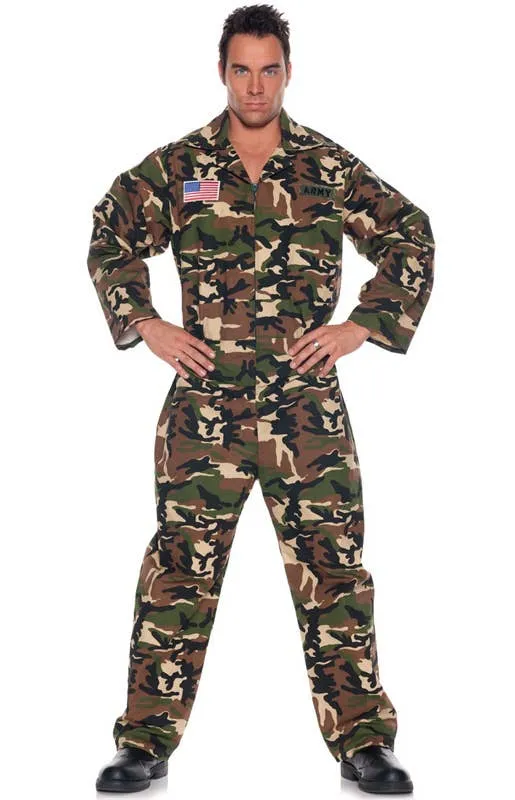 Military Mens Army Camouflage Jumpsuit Costume