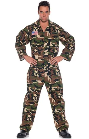 Military Mens Army Camouflage Jumpsuit Costume
