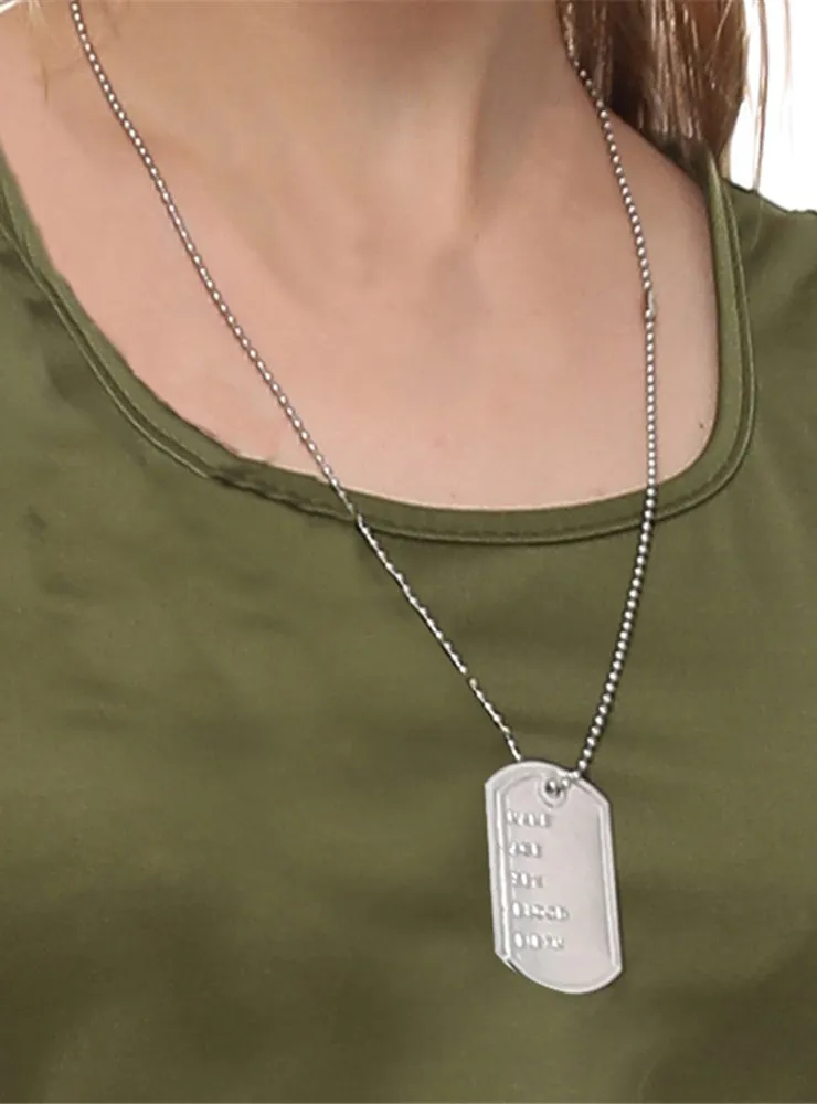 Military Silver Dog Tags Costume Necklace