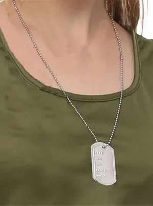 Military Silver Dog Tags Costume Necklace